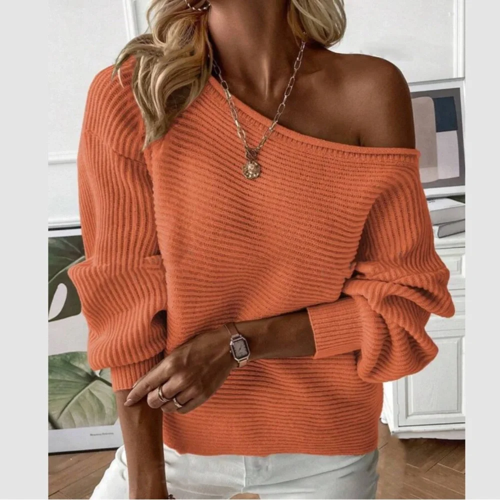 Luxe cream off shoulder knit sweater top
